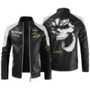 Custom Name Opel Astra Contrast Leather Jacket - Personalized Logo Car Motorcycle Model