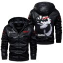 Custom Name Claas Skull Leather Jacket - Personalized Logo Car Motorcycle Model