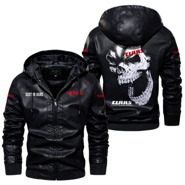 Custom Name Claas Skull Leather Jacket - Personalized Logo Car Motorcycle Model - Image 5