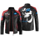 Custom Name Polaris Contrast Leather Jacket - Personalized Logo Car Motorcycle Model