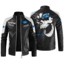 Custom Name Polaris Contrast Leather Jacket - Personalized Logo Car Motorcycle Model