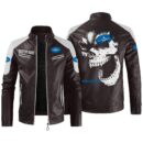 Custom Name Polaris Contrast Leather Jacket - Personalized Logo Car Motorcycle Model