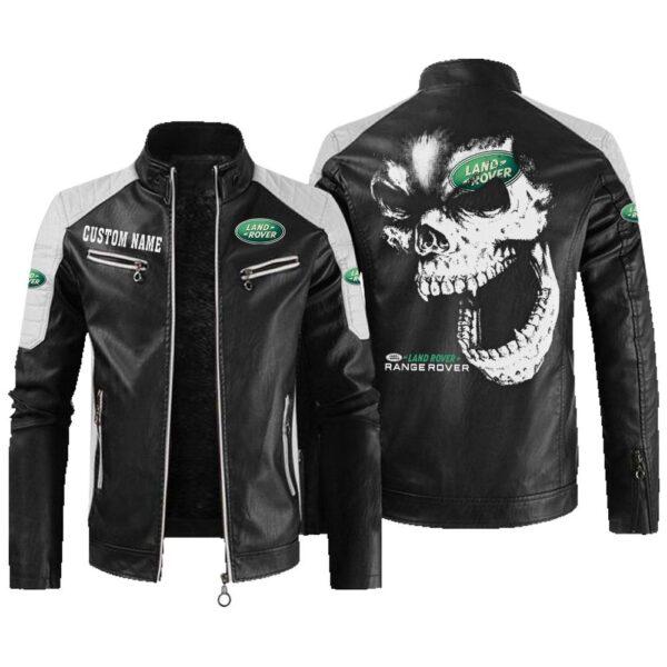 Custom Name Range Rover Contrast Leather Jacket - Personalized Logo Car Motorcycle Model