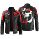 Custom Name Royal Enfield Contrast Leather Jacket - Personalized Logo Car Motorcycle Model