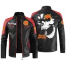 Custom Name Royal Enfield Contrast Leather Jacket - Personalized Logo Car Motorcycle Model