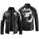 Custom Name Shelby Contrast Leather Jacket - Personalized Logo Car Motorcycle Model