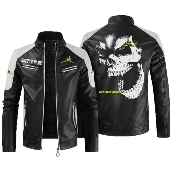 Custom Name Sherco Contrast Leather Jacket - Personalized Logo Car Motorcycle Model