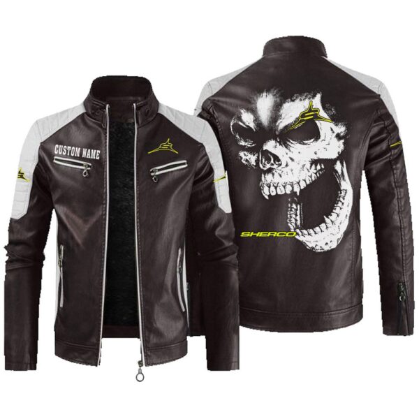Custom Name Sherco Contrast Leather Jacket - Personalized Logo Car Motorcycle Model - Image 3