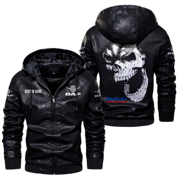 Custom Name Daf Skull Leather Jacket - Personalized Logo Car Motorcycle Model - Image 5
