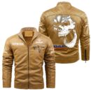 Custom Name Daf Skull Leather Jacket - Personalized Logo Car Motorcycle Model