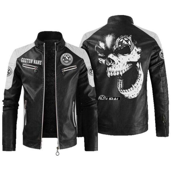 Custom Name Ural Motorcycles Contrast Leather Jacket - Personalized Logo Car Motorcycle Model