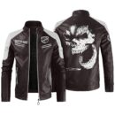 Custom Name Viper Contrast Leather Jacket - Personalized Logo Car Motorcycle Model