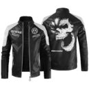 Custom Name Volkswagen Corrado G60 Contrast Leather Jacket - Personalized Logo Car Motorcycle Model