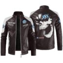 Custom Name Volkswagen Gti Contrast Leather Jacket - Personalized Logo Car Motorcycle Model