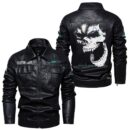 Custom Name Deutz Fahr Skull Leather Jacket - Personalized Logo Car Motorcycle Model