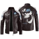Custom Name Volkswagen Passat Contrast Leather Jacket - Personalized Logo Car Motorcycle Model