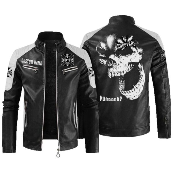 Custom Name West Coast Choppers Contrast Leather Jacket - Personalized Logo Car Motorcycle Model