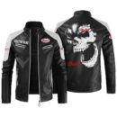 Custom Name Zetor Contrast Leather Jacket - Personalized Logo Car Motorcycle Model
