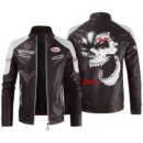 Custom Name Zetor Contrast Leather Jacket - Personalized Logo Car Motorcycle Model