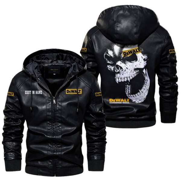 Custom Name Dewalt Skull Leather Jacket - Personalized Logo Car Motorcycle Model - Image 5