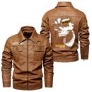 Custom Name Dewalt Skull Leather Jacket - Personalized Logo Car Motorcycle Model
