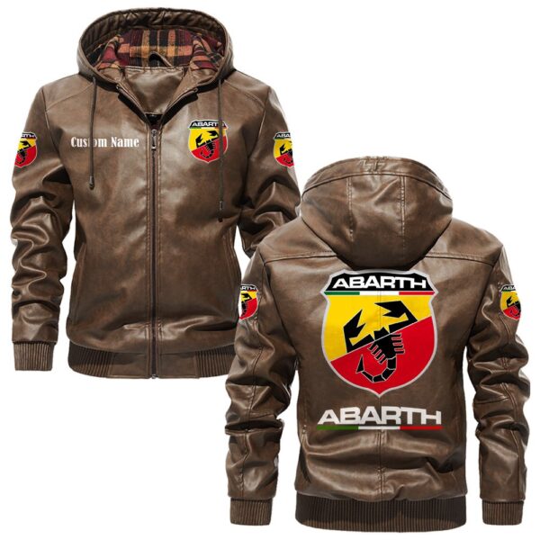 Abarth Plaid, Flannel Jacket, Pu Leather Jacket, Personalized Name Any Car, Motorcycle Brand Or Model - Image 3
