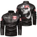Custom Name Dodge Challenger Skull Leather Jacket - Personalized Logo Car Motorcycle Model