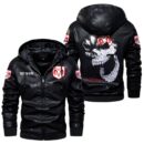 Custom Name Dodge Challenger Skull Leather Jacket - Personalized Logo Car Motorcycle Model