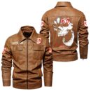 Custom Name Dodge Challenger Skull Leather Jacket - Personalized Logo Car Motorcycle Model