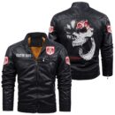 Custom Name Dodge Challenger Skull Leather Jacket - Personalized Logo Car Motorcycle Model