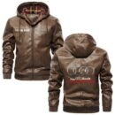 Custom Name Audi Quattro PU Leather Hooded Jacket – Personalized Logo Car Motorcycle Model