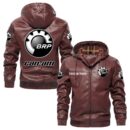 Custom Name Can Am PU Leather Hooded Jacket – Personalized Logo Car Motorcycle Model