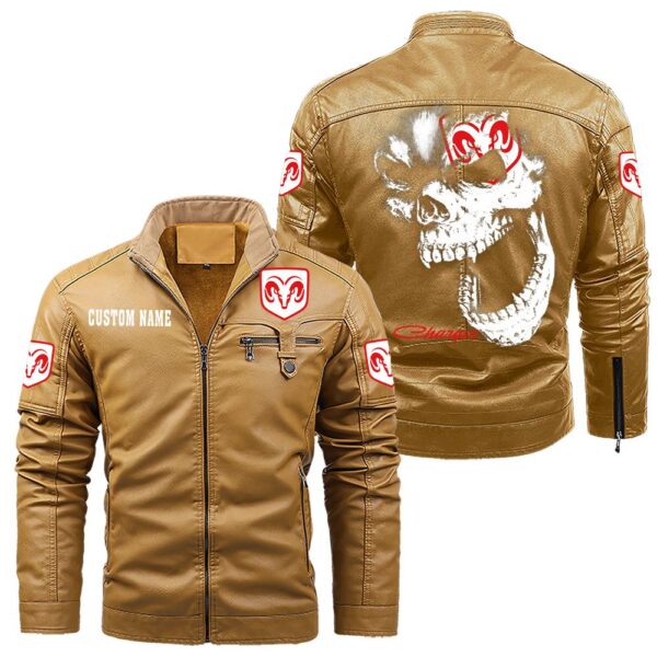 Custom Name Dodge Charger Skull Leather Jacket - Personalized Logo Car Motorcycle Model - Image 10