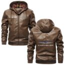 Custom Name Chrysler PU Leather Hooded Jacket – Personalized Logo Car Motorcycle Model