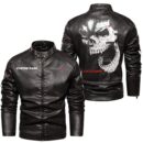 Custom Name Dodge Skull Leather Jacket - Personalized Logo Car Motorcycle Model
