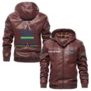 Custom Name Deutz Fahr PU Leather Hooded Jacket – Personalized Logo Car Motorcycle Model