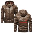 Custom Name Dodge PU Leather Hooded Jacket – Personalized Logo Car Motorcycle Model