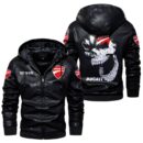 Custom Name Ducati Skull Leather Jacket - Personalized Logo Car Motorcycle Model