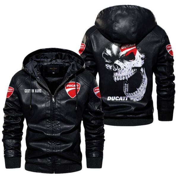 Custom Name Ducati Skull Leather Jacket - Personalized Logo Car Motorcycle Model - Image 5