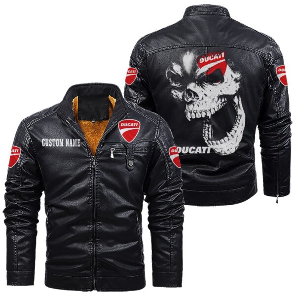 Custom Name Ducati Skull Leather Jacket - Personalized Logo Car Motorcycle Model - Image 9