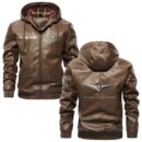 Custom Name Goldwing PU Leather Hooded Jacket – Personalized Logo Car Motorcycle Model