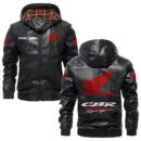 Custom Name Honda Cbr PU Leather Hooded Jacket – Personalized Logo Car Motorcycle Model