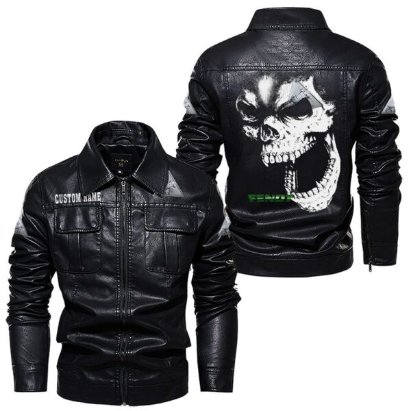 Custom Name Fendt Skull Leather Jacket - Personalized Logo Car Motorcycle Model - Image 7