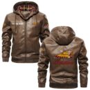 Custom Name Indian Motorcycle PU Leather Hooded Jacket – Personalized Logo Car Motorcycle Model