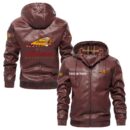 Custom Name Indian Motorcycle PU Leather Hooded Jacket – Personalized Logo Car Motorcycle Model