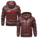 Custom Name Kia PU Leather Hooded Jacket – Personalized Logo Car Motorcycle Model
