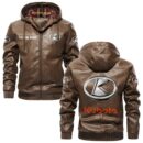 Custom Name Kubota PU Leather Hooded Jacket – Personalized Logo Car Motorcycle Model