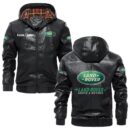 Custom Name Land Rover PU Leather Hooded Jacket – Personalized Logo Car Motorcycle Model