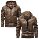Custom Name Lincoln PU Leather Hooded Jacket – Personalized Logo Car Motorcycle Model