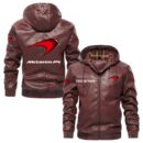 Custom Name Mclaren PU Leather Hooded Jacket – Personalized Logo Car Motorcycle Model